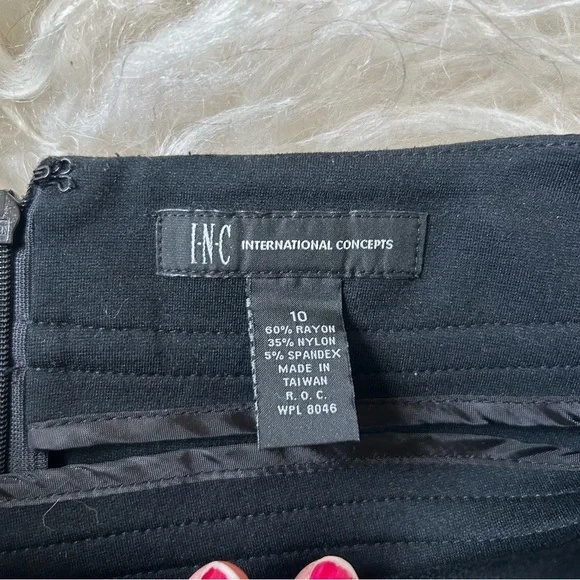 I.N.C. Black pencil skirt knee length bodycon classic fit bandage style stitchin - Picture 3 of 4